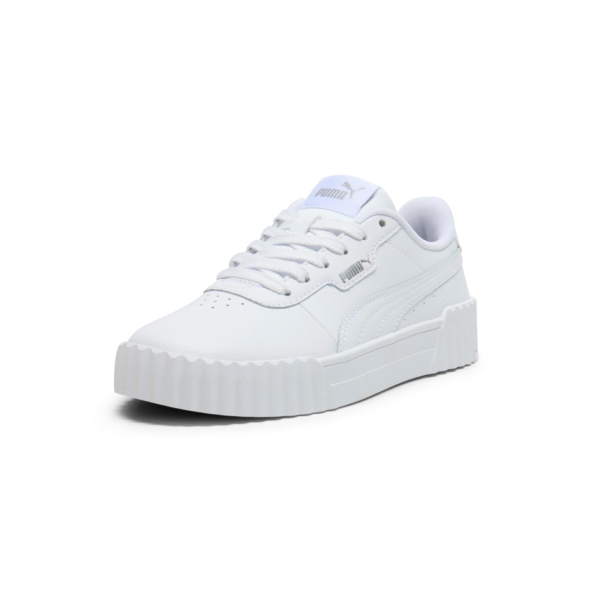 Puma Unisex-Child Carina, Puma White-Puma White-Puma Silver, Big Kid 4