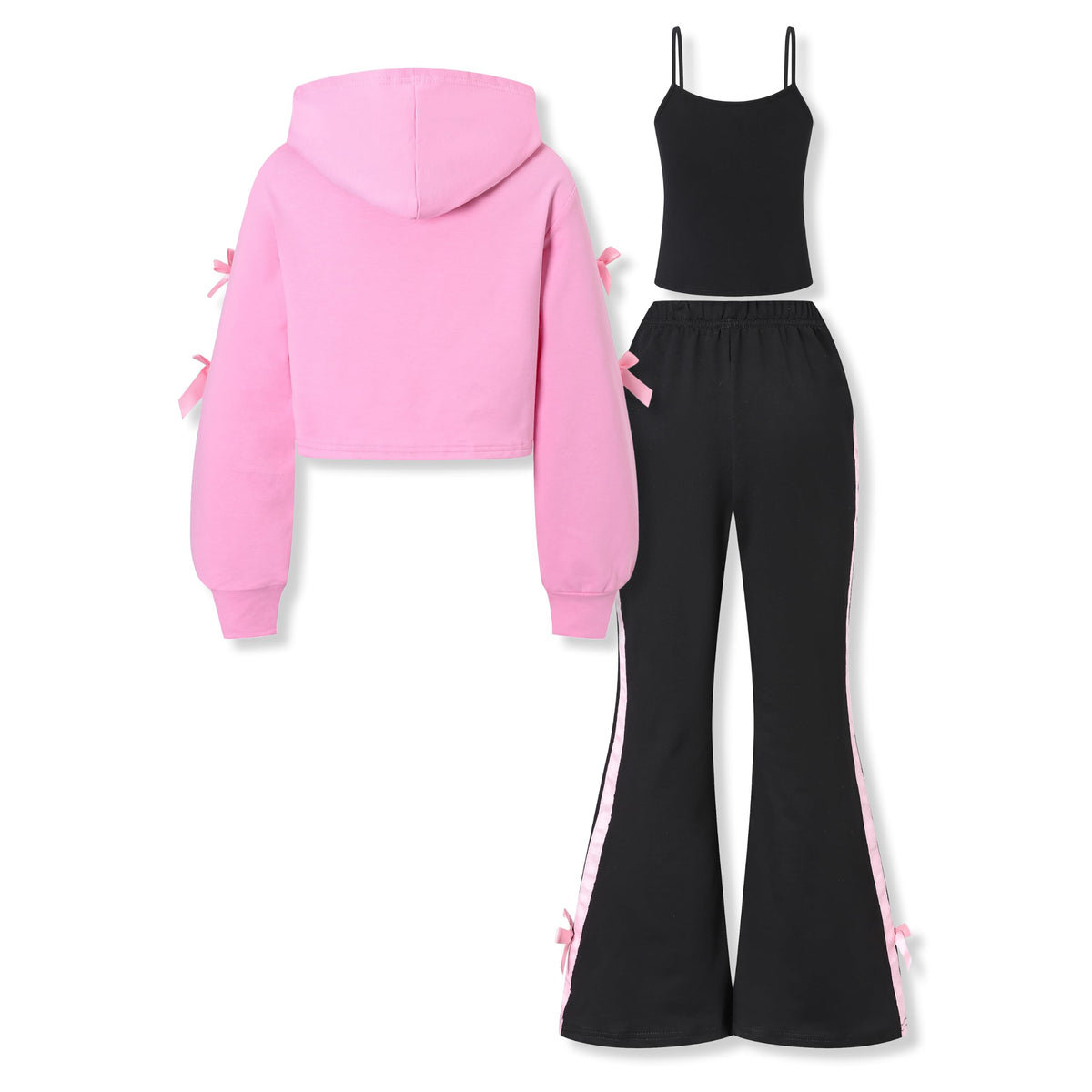 GOLLUNER Sizes 7-14 Years Girls Clothes 3 Piece Cropped Hoodie + Cami Top + Flared Pants Fall Winter Outfits for Teen Girls Size 13 14