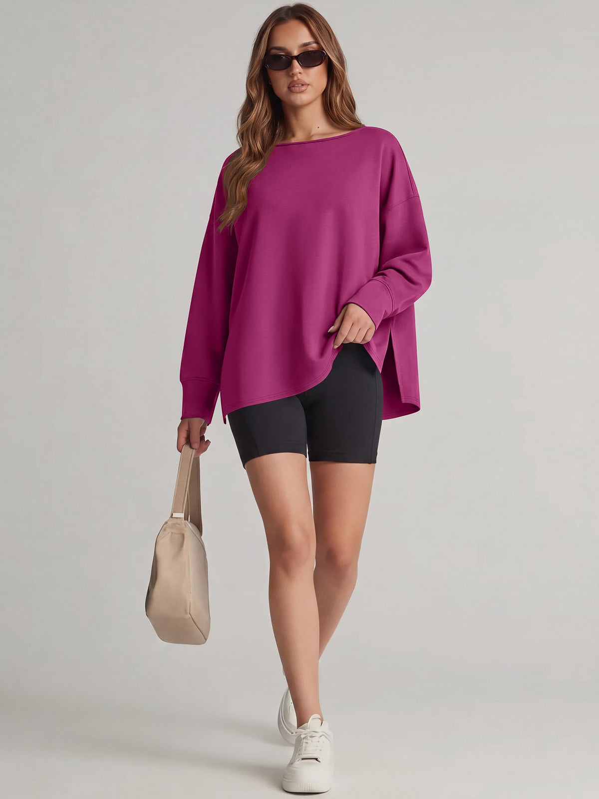 ANRABESS Oversized Sweatshirt for Women Fall lightweight Air Layer Tops