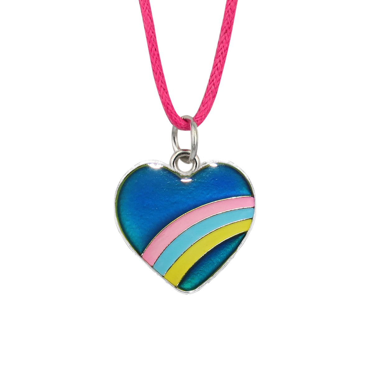 FUN JEWELS Rainbow Heart Color Change Pendant Mood Necklace Gift For Girls