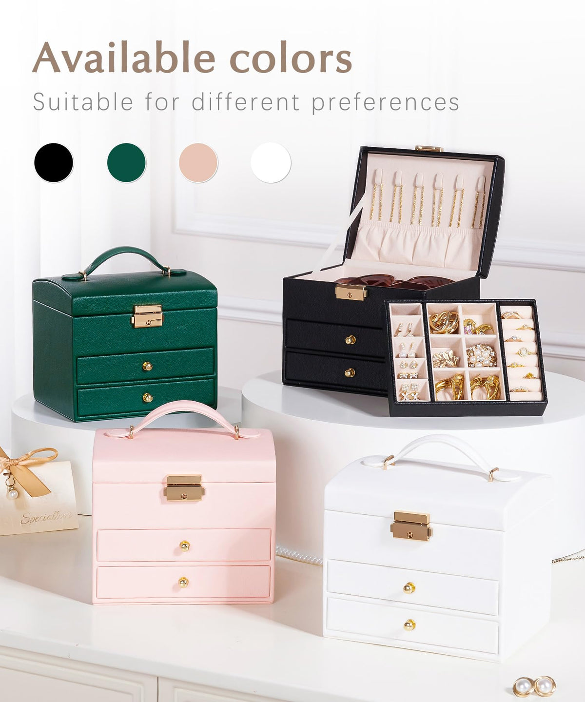Homde Small Jewelry Box for Girls: 3-Layer Lockable Organizer (Cloud White)