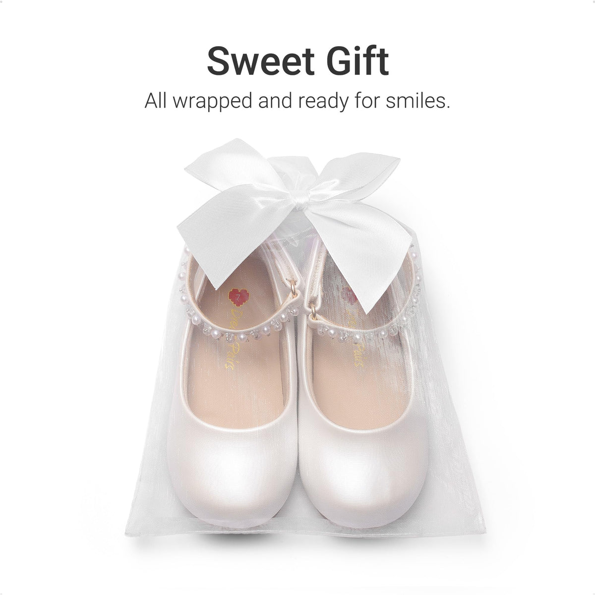 DREAM PAIRS Girls Dress Shoes Mary Jane Flats,White,7 Toddler