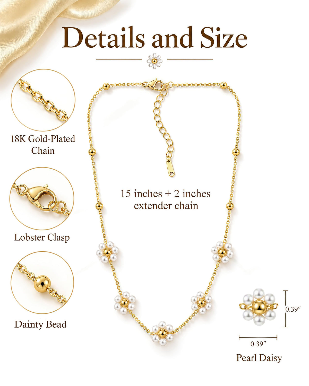 Daisy Pearl Necklace as Gifts for Teen Girls Women, Girl Jewelry Daisy Gift