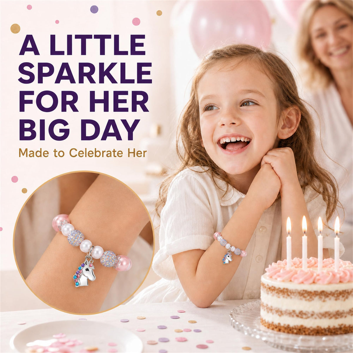 Alissl 4 Year Old Birthday Gifts,Unicorn Charm Bracelet for Girls