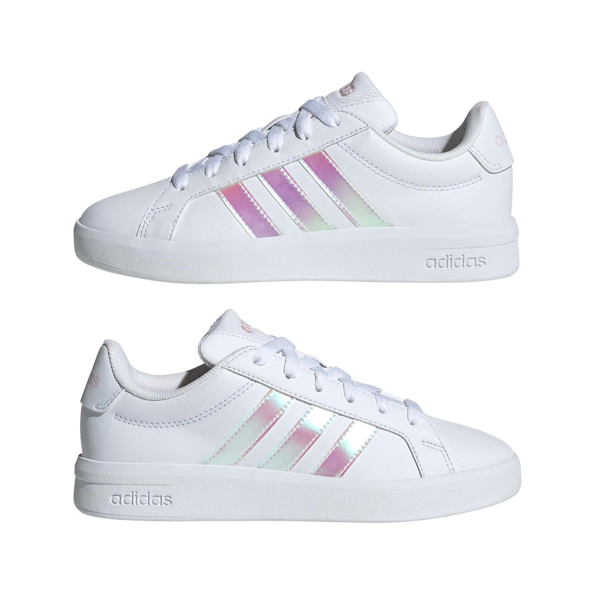 adidas Unisex-Kids Grand Court 3.0 J, White/Iridescent/Almost Pink, 5