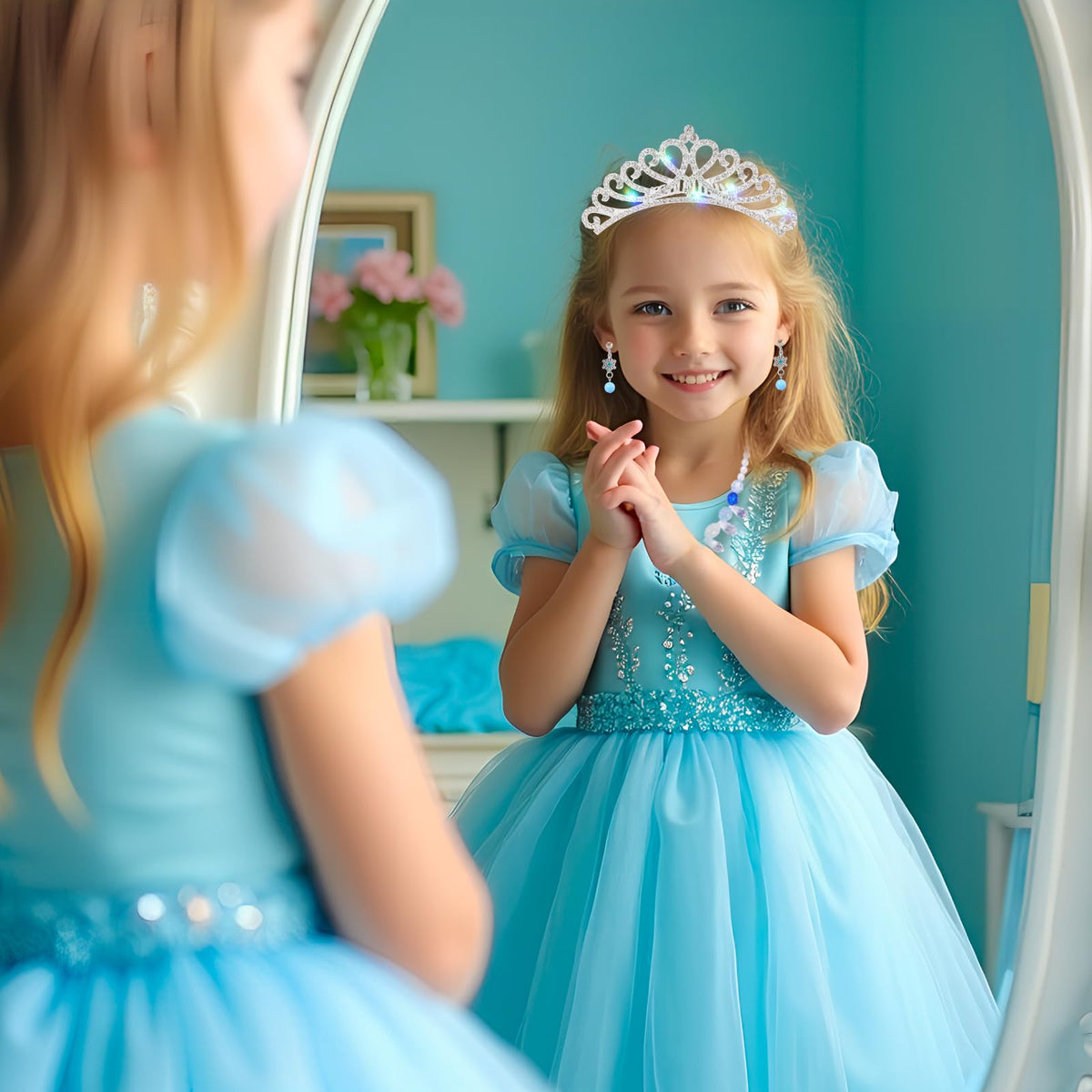 PinkSheep Princess Kids Jewelry for Girls: Toddler Dress Up Unicorn Toy Set