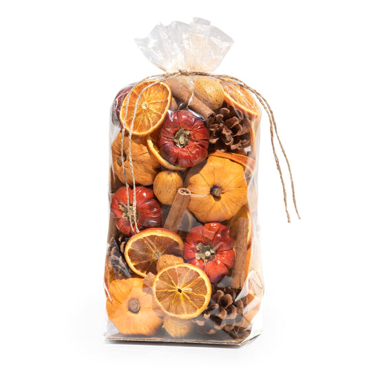 ANDALUCA Potpourri Mini Pumpkins, Cinnamon, Orange Slices & Pumpkin Spice Fragrance Vial Included Vase & Bowl Filler (Pumpkin Spice)