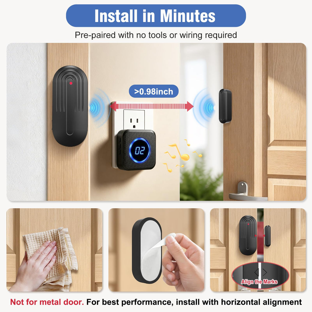 SanJie Door Chime, Know Which Door Opened, Home & Business Entry Chime