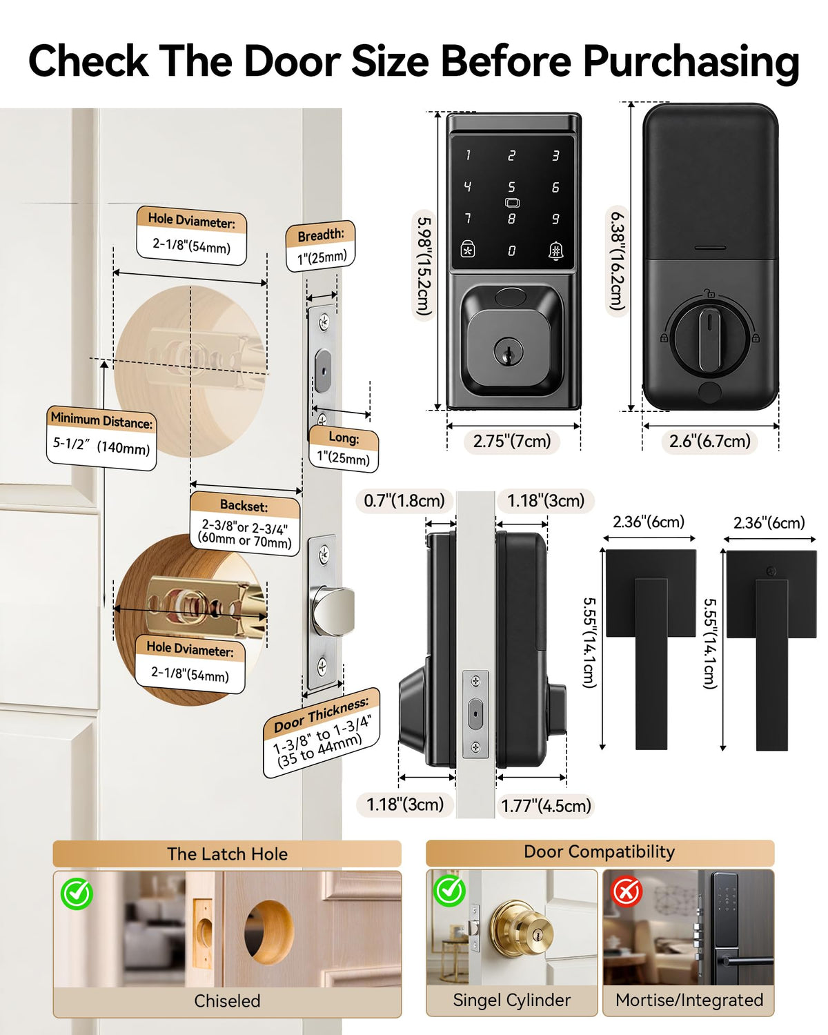 Fingerprint Smart Deadbolt Lock, Keyless Entry Door Lock