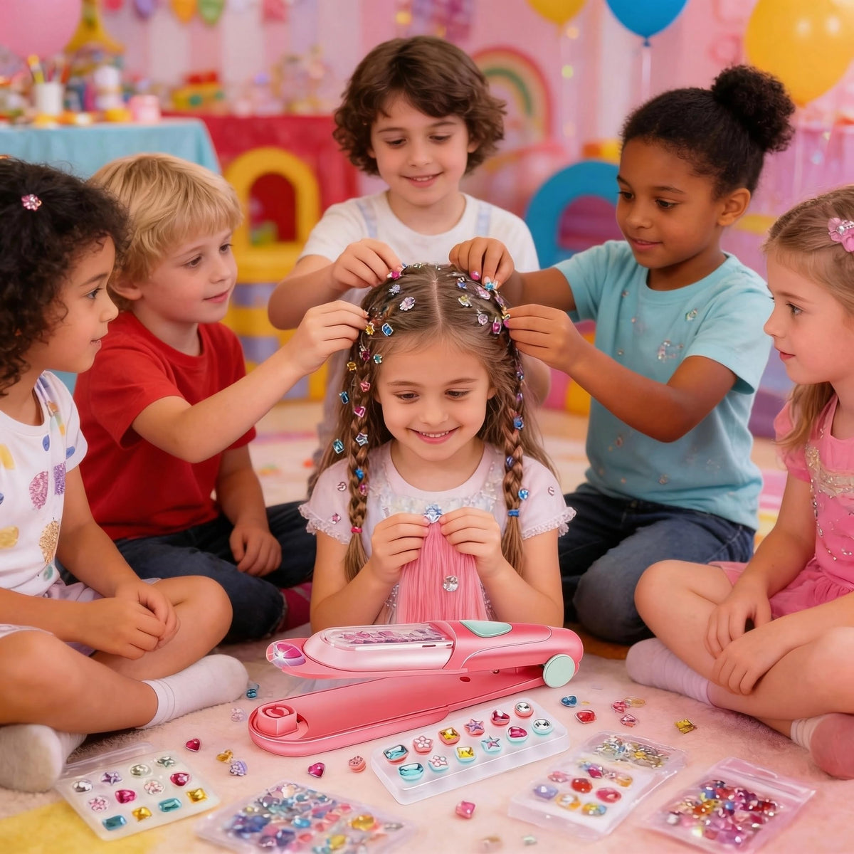 Hair Gem Stamper Kit, Bling Hair Accessories Toy & Gift for Girls Ages 3-12