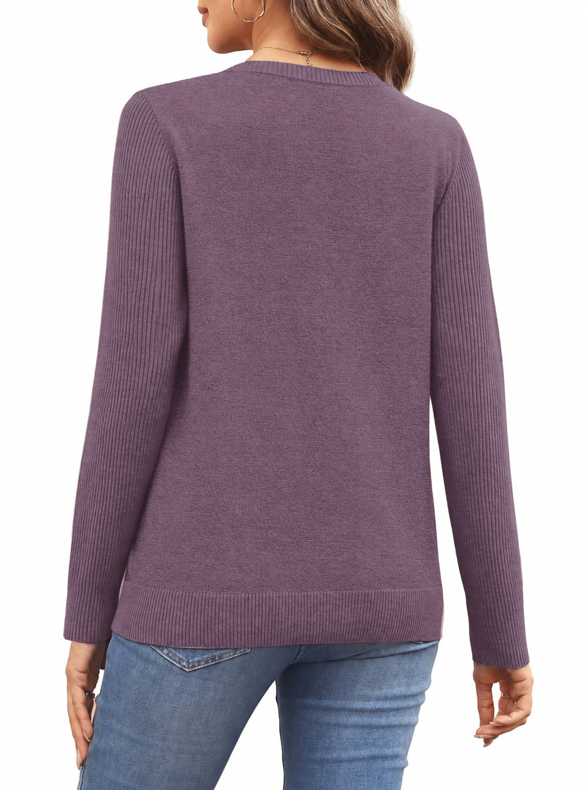 Sweaters for Women's Clothing Cozy Sweaters Fall Clothes 2026 Grey Purple S
