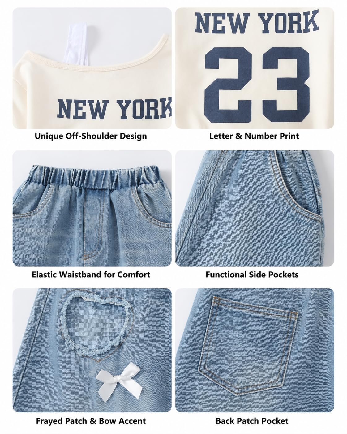 Afsmlys Girls Top Jeans Set