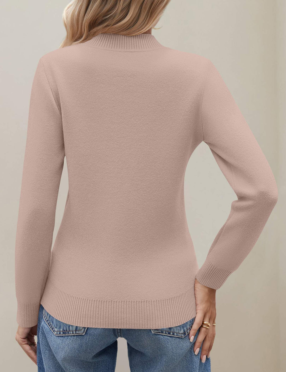 Zeagoo Women's Fleece Sherpa Lined Sweater Mock Neck Long Sleeve Thermal Shirt 2026 Fall Winter Fuzzy Knit Jumper Tops Khaki M