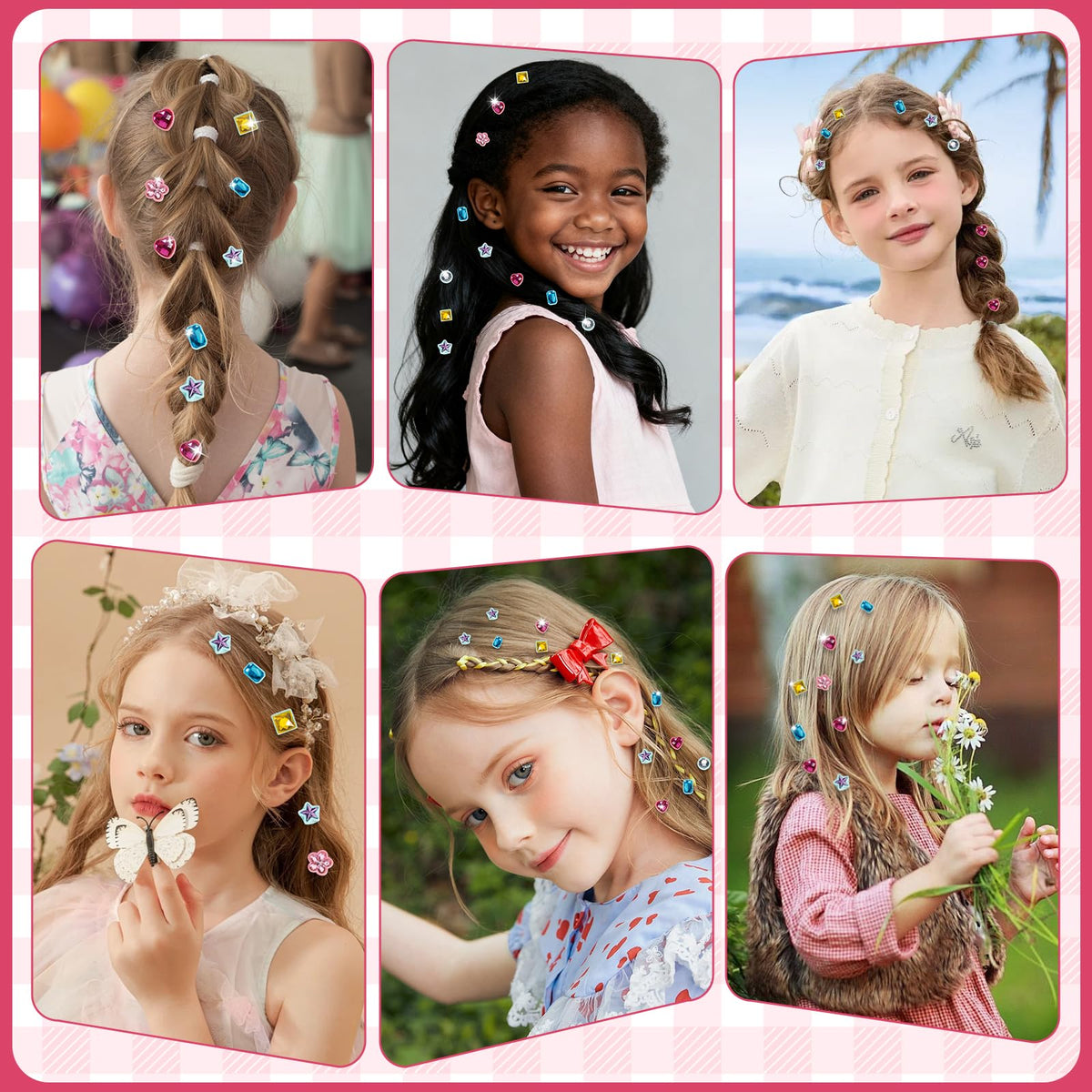 ADXVR Hair Gem Stamper Kit - Bling Hair Jewels for Girls Toys - Hair Accessories with Reusable Shining Diamonds, Birthday Gifts for Girls 3 4 5 6 8-12