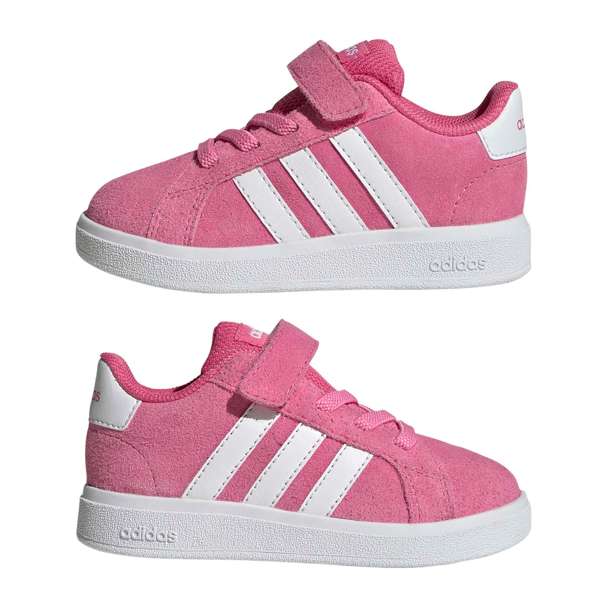 adidas Unisex-Baby Grand Court 2.0 Elastic Lace & Strap, Pink Fusion/White/White, 5