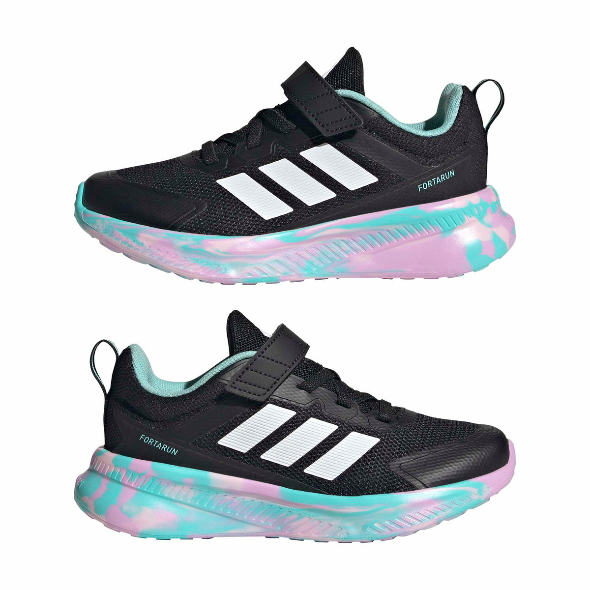 adidas Unisex-Kids Fortarun 4.0, Black/Clear Pink/Flash Aqua, 11.5