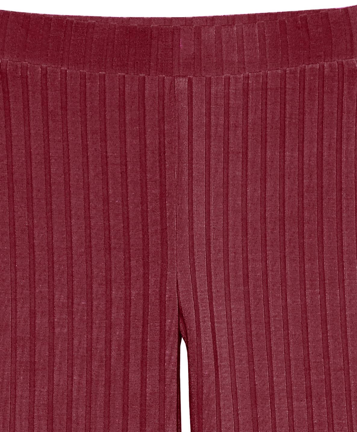 Amazon Essentials Girls' Wide-Rib Ruffle Top and Flare Pants Outfit Set, Pack of 2, Dark Red, Small