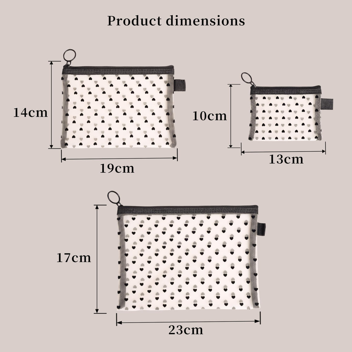 Ymcafmo 6-Piece Heart Printed Mesh Makeup Bag Set – Small Pouches for Purse, Mesh Pouch, Pouches for Inside Purse, Pouch for Bags with Zipper(Beige) - thewildfolk Ymcafmo 6-Piece Heart Printed Mesh Makeup Bag Set – Small Pouches for Purse, Mesh Pouch, Pouches for Inside Purse, Pouch for Bags with Zipper(Beige)