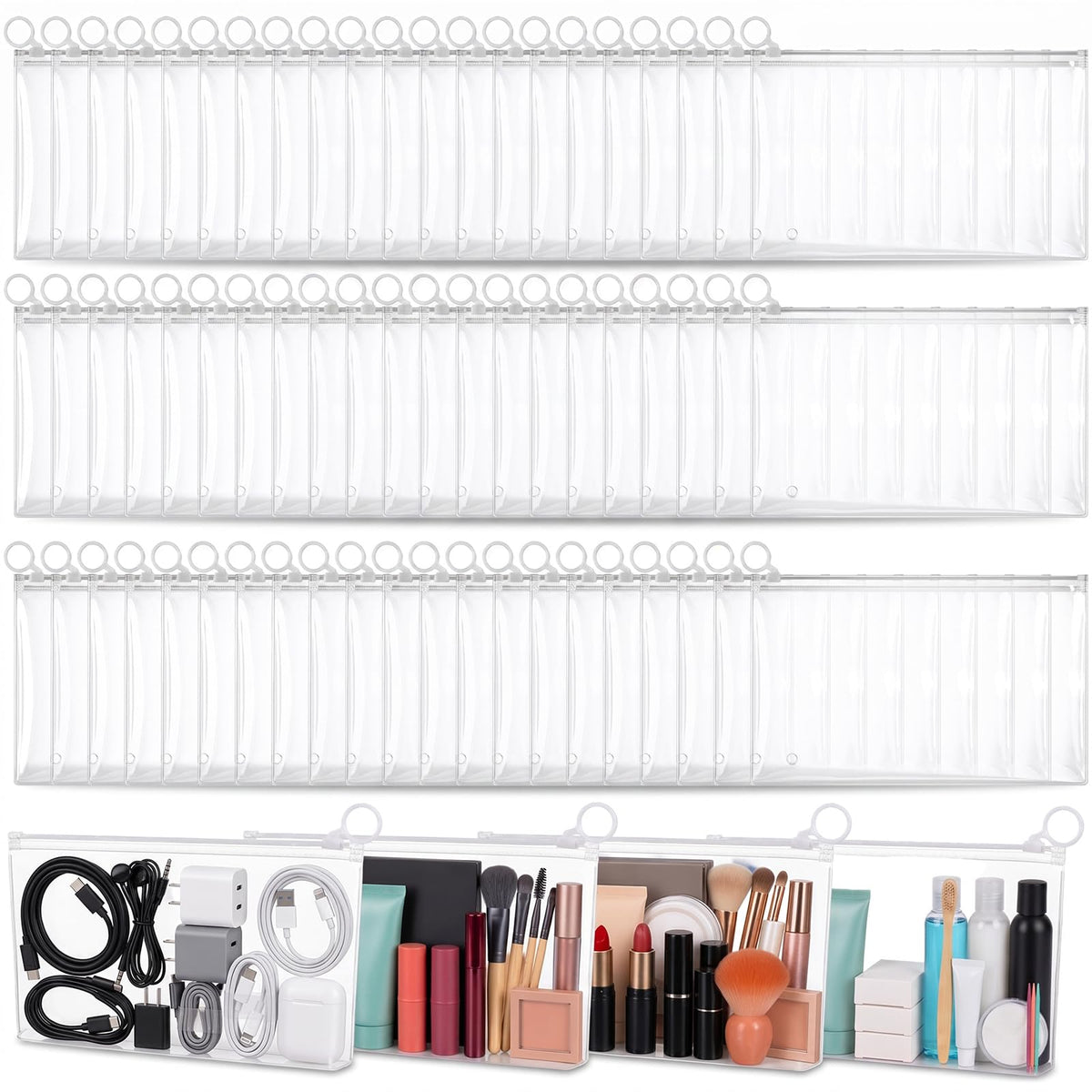Yuanan 100 PCS Mini Clear Makeup Bag, 9.8"×7.1" Pvc Clear Zipper Pouch Bulk - thewildfolk Yuanan 100 PCS Mini Clear Makeup Bag, 9.8"×7.1" Pvc Clear Zipper Pouch Bulk