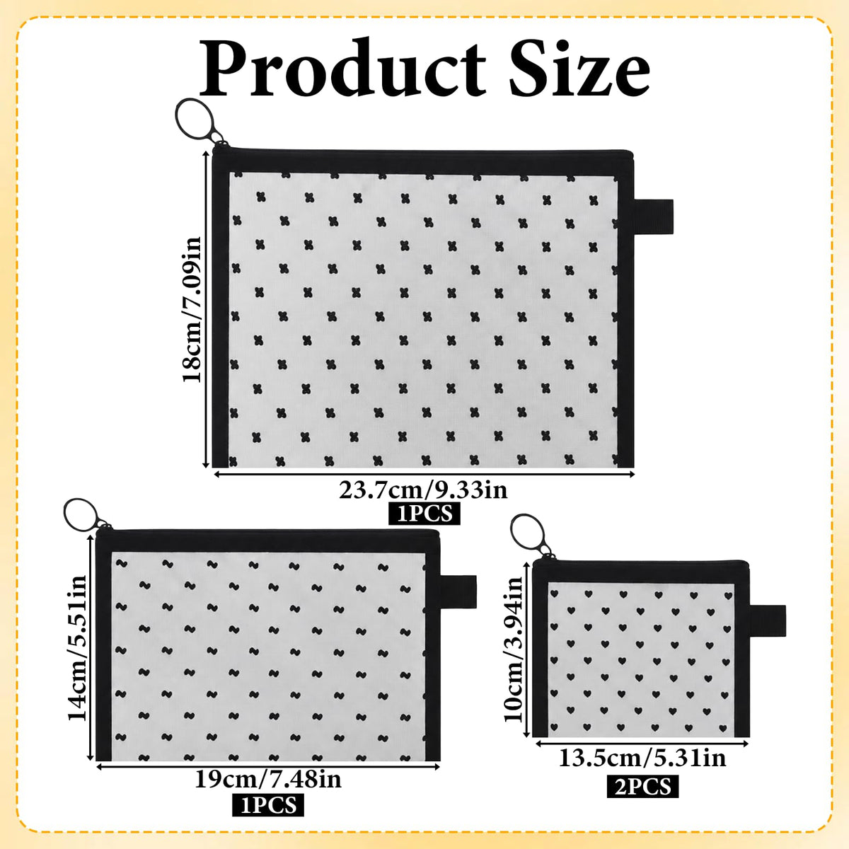 4 Pcs Purse Organizer Bags Cute Pouches for Purse Heart Printed Mesh - thewildfolk 4 Pcs Purse Organizer Bags Cute Pouches for Purse Heart Printed Mesh