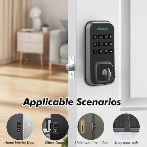 Zylenor Keyless Entry Door Lock, Smart Lock for Front Door with Digital Keypad, Built-in WiFi Deadbolt, App Remote Control with Easy Installation, Upgraded Battery Life