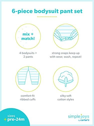Simple Joys Baby Girl's 6 piece Little Character set Sleepwear, Pink/Mint Ruffle, 24 Months