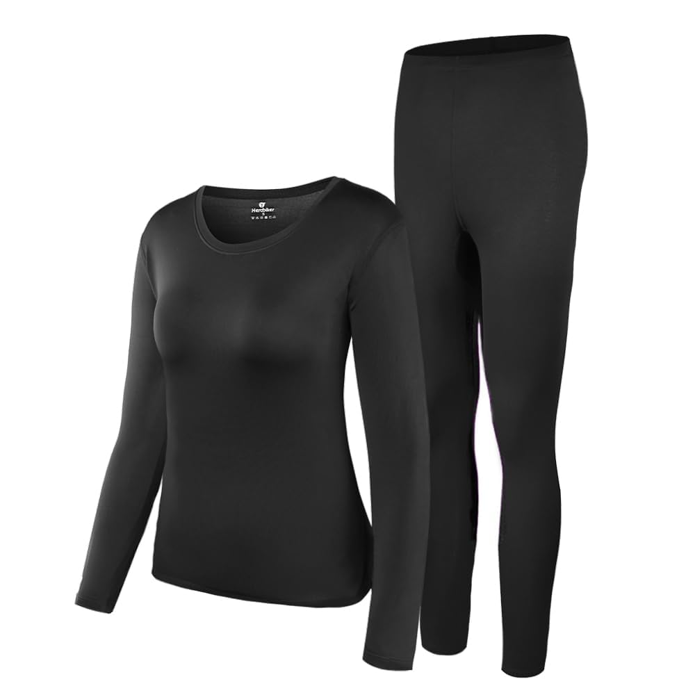 HEROBIKER Women's Thermal Underwear Set, Ultra Soft Thermal Shirt Long Johns Top Bottom with Fleece lined - Winter Base Layer Sets���XXL,