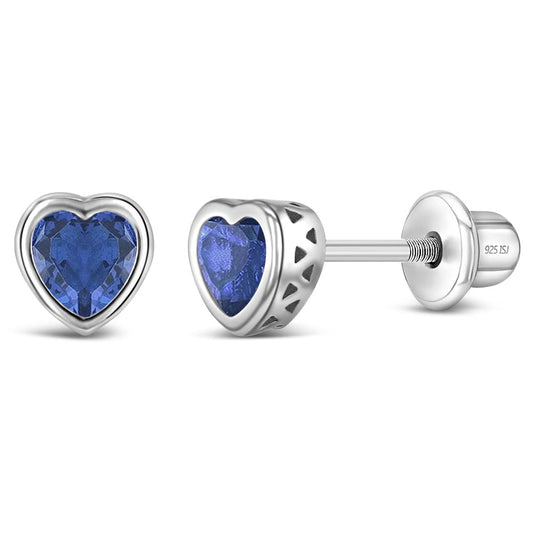 In Season Jewelry Tiny CZ Birthstone Heart Kids Earrings ��� Sep