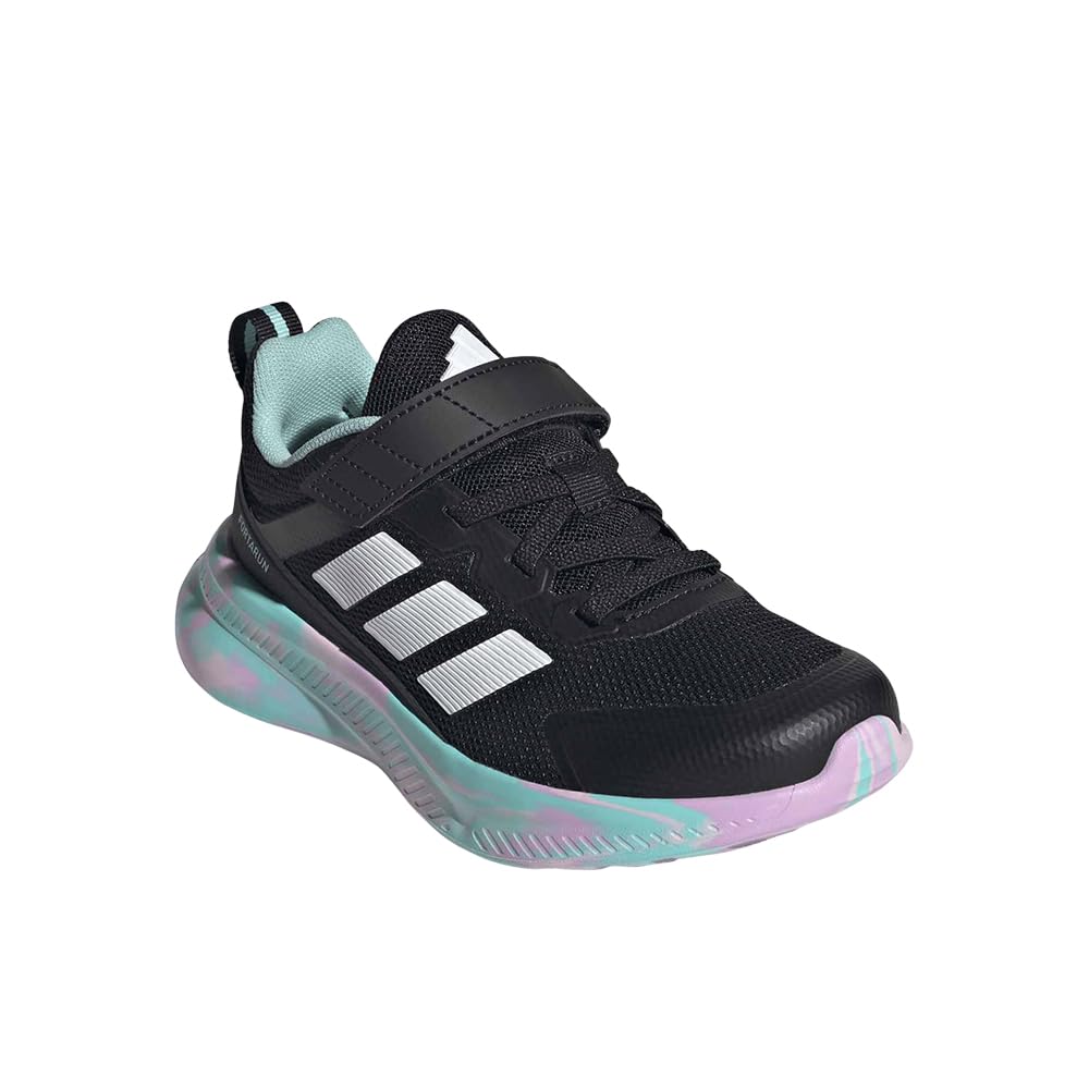 adidas Unisex-Kids Fortarun 4.0, Black/Clear Pink/Flash Aqua, 11.5