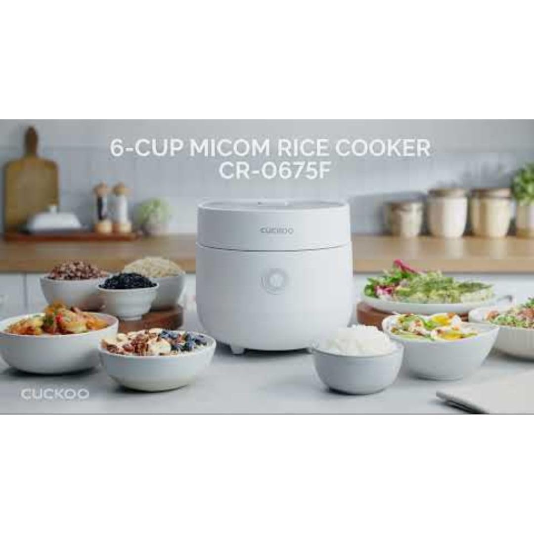 CUCKOO Micom Fuzzy Logic Rice Cooker, 6-Cup Cooked, White, CR-0375FW