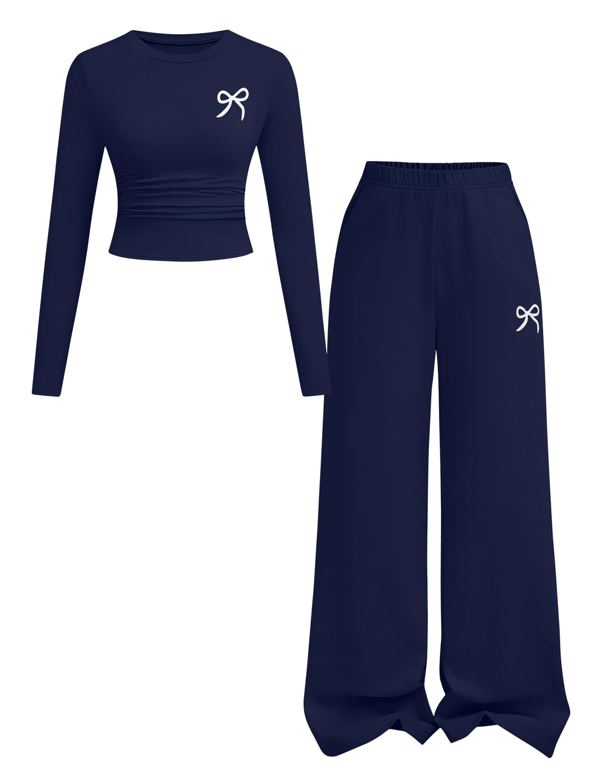 Afsmlys Tween Girls Clothes Trendy 2 Piece Outfit Long Sleeve Shirt Top + Wide Leg Pants Casual Clothing Set Juniors Spring Winter Fall Size 9 10