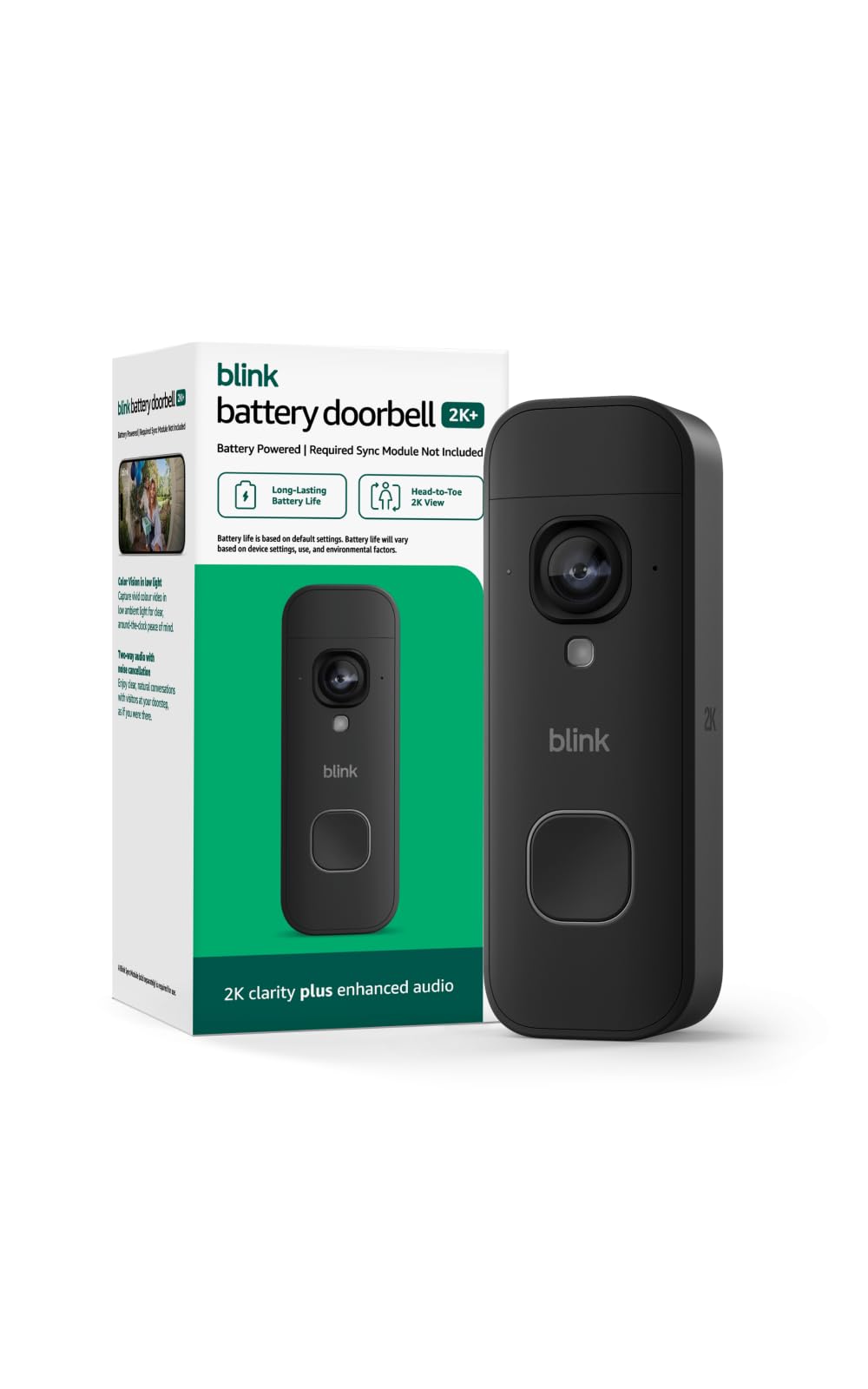 Blink Battery Doorbell 2K+ (newest model) ��� Wireless video doorbell, 2K resolution, enhanced audio. Required Sync Module not included ��� Ad