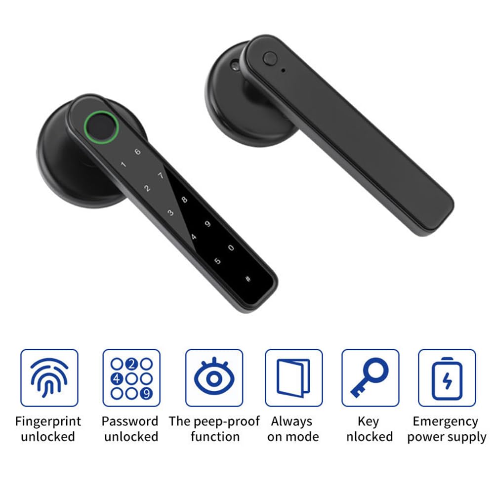 Xenocam Fingerprint Smart Door Lock Keyless Entry 3-in-1 Door Lock, Smart Lever Unlock by Fingerprint/Keypad/Code/Key for Home, Hotel, Apartment, Office, Bedroom