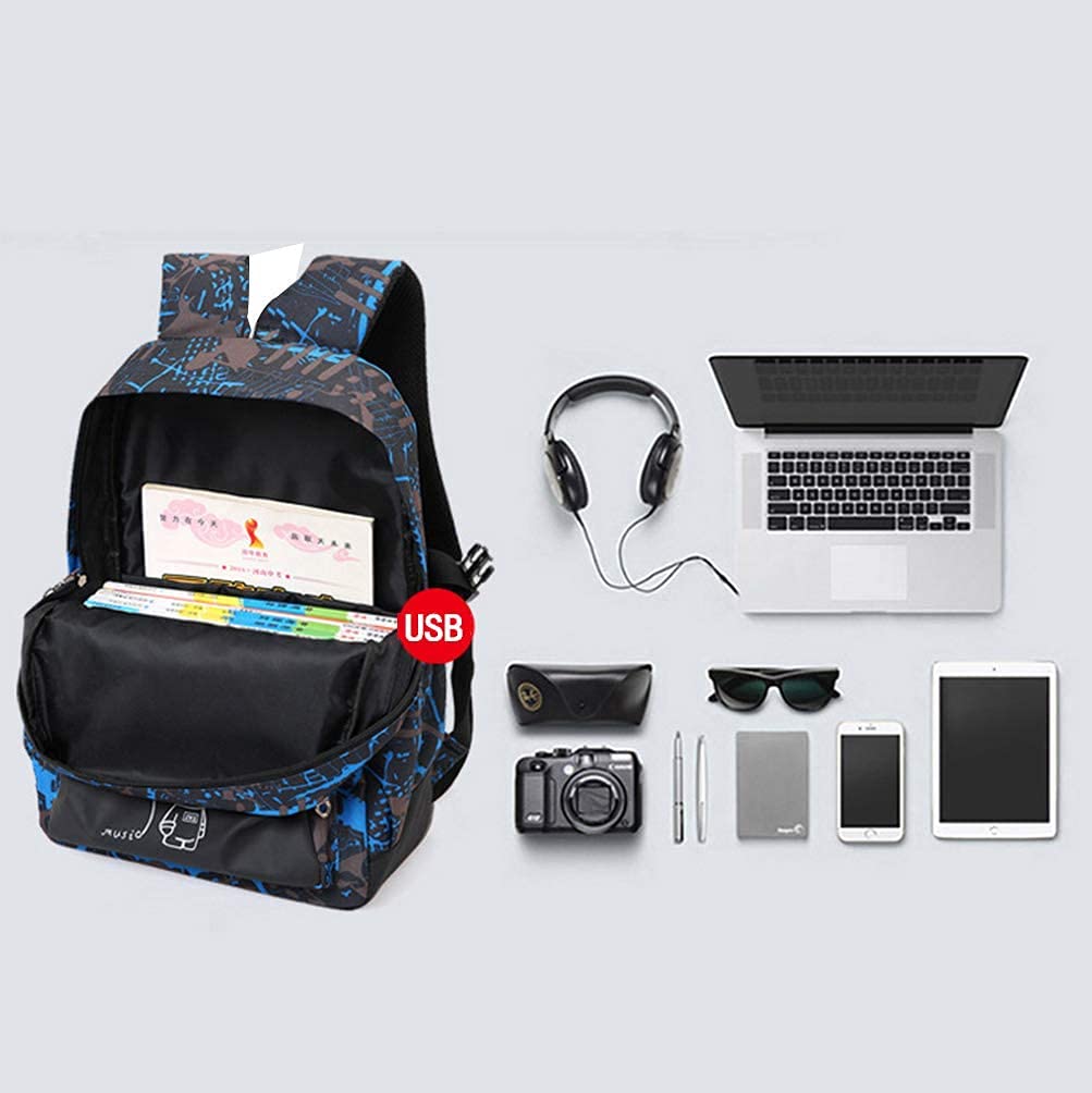 Asge Backpack for School Boys Backpacks for Kids Camo Bookbag for Middle School Bags Waterproof Travel Back Pack (Blue)
