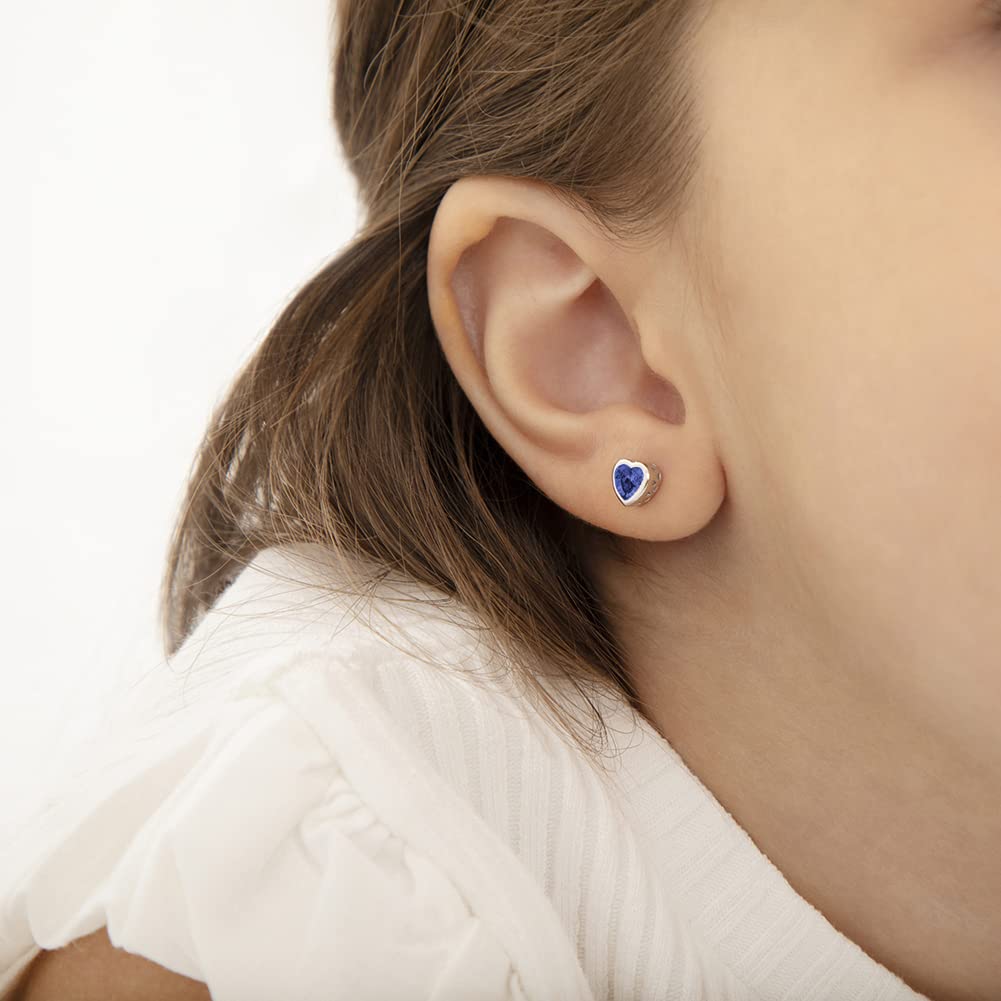 In Season Jewelry Tiny CZ Birthstone Heart Kids Earrings ��� Sep