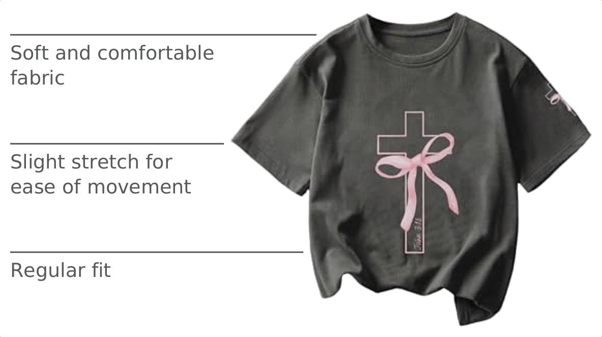 SOLY HUX Girl's Graphic Tees Bow Print Short Sleeve Crewneck T Shirt Tops