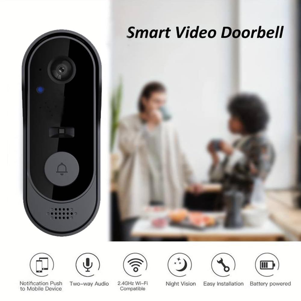 ZIGprote Doorbell Camera Wireless No Subscription, 1080p Video Doorbell with Chime, 2-Way Audio, Night Vision, 2.4G Wi-Fi, Indoor Outdoor