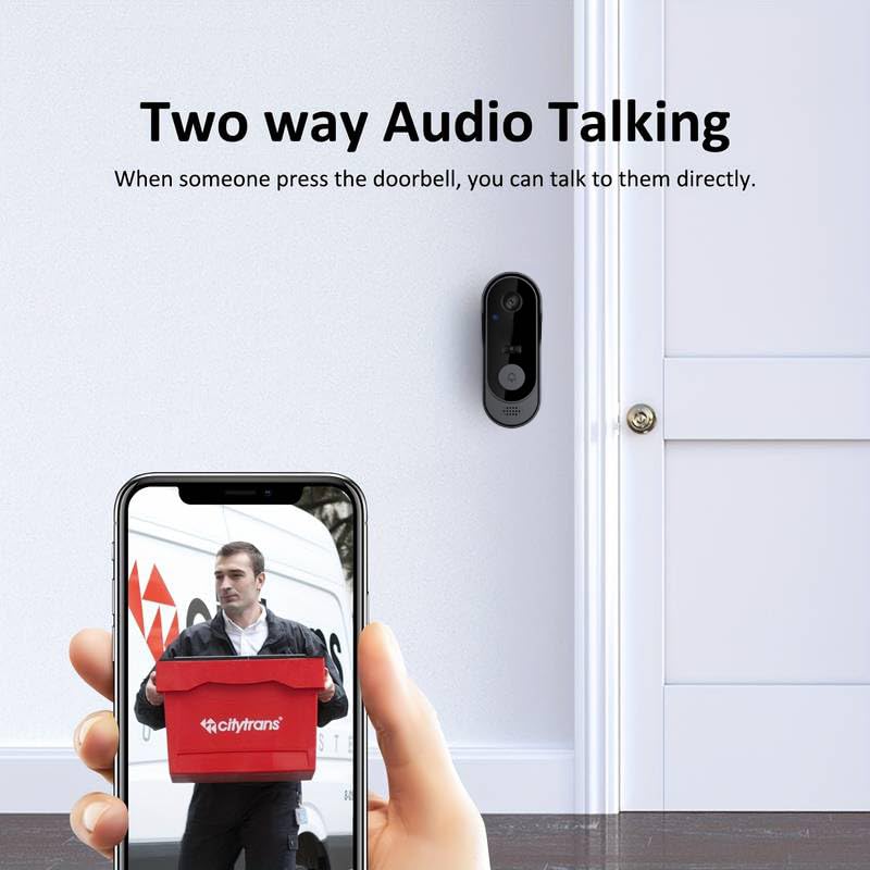 ZIGprote Doorbell Camera Wireless No Subscription, 1080p Video Doorbell with Chime, 2-Way Audio, Night Vision, 2.4G Wi-Fi, Indoor Outdoor
