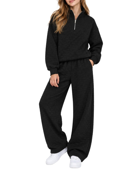 Afsmlys Tween Girls Clothes Trendy 2 Piece Outfit Long Sleeve Zip-Up Sweatshirt + Wide Leg Pants School Cute Clothing Set Winter Fall Pullover Set Size 13 14