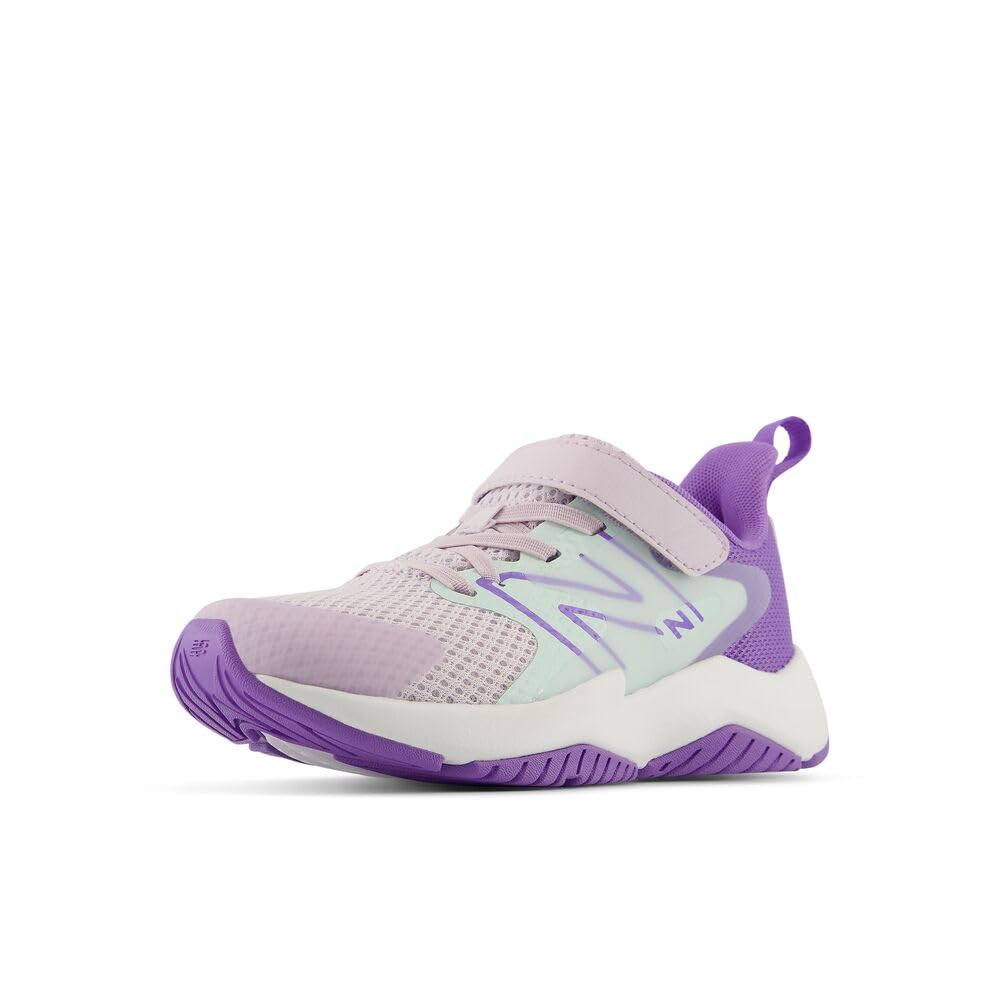 New Balance Kid's Rave Run V2 Hook & Loop Running Shoe, Taro/Cosmic Jade, 1 Little Kid