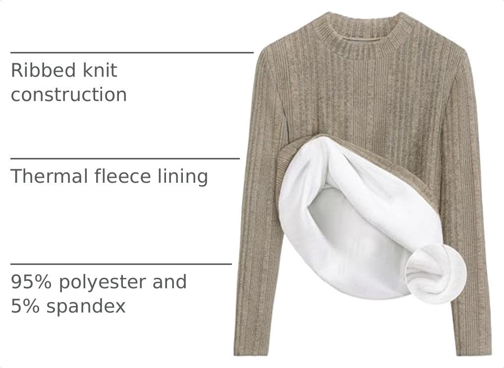 ZESICA Women's Fleece Sherpa Lined Tops Fall Winter Sweaters Oats S