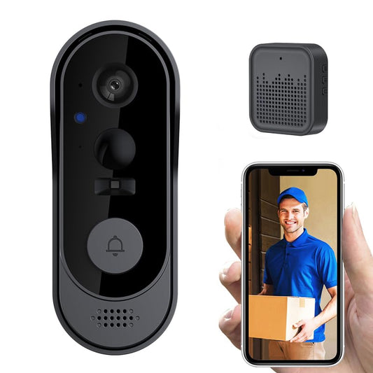 ZIGprote Doorbell Camera Wireless No Subscription, 1080p Video Doorbell with Chime, 2-Way Audio, Night Vision, 2.4G Wi-Fi, Indoor Outdoor