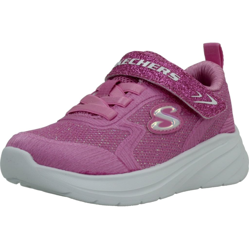 Skechers Wave 92 Tennis Shoes Sparkle Mesh Athletic Sneakers with Adaptive Closure Machine Washable, Hot Pink Sparkle Mesh Textile/Trim, 10