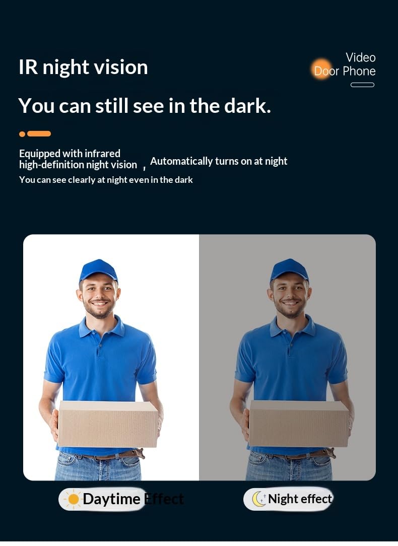 Wireless Video Doorbell with 4.3" Touchscreen Monitor, No WiFi Required, Battery Powered Door Bell Camera with Two-Way Audio, Offline Home Security System