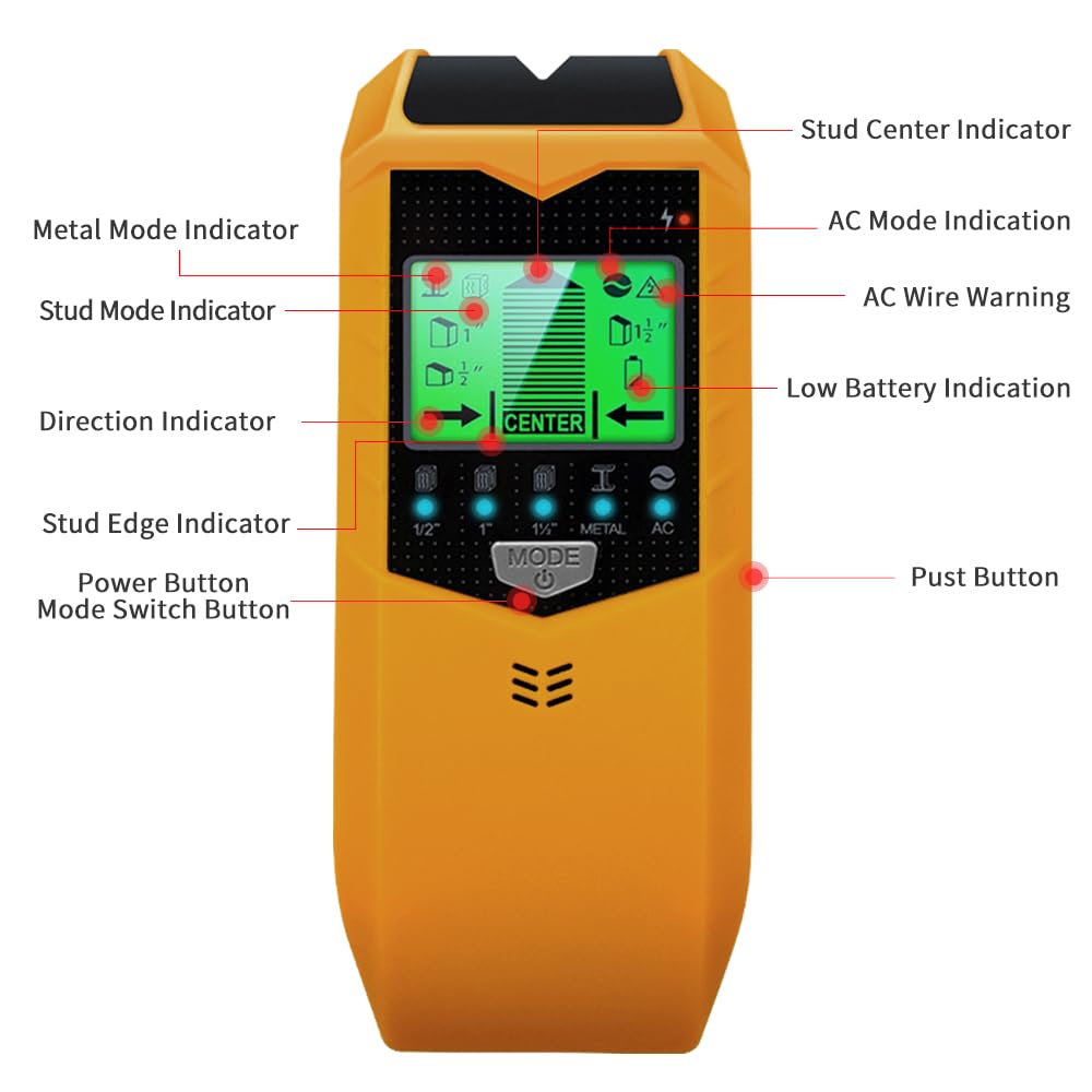 Mocita Stud Finder Wall Scanner 5-in-1 with Live Wire Detection