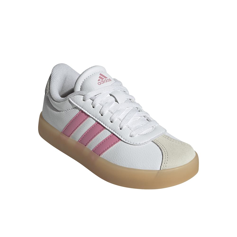 adidas Unisex-Kid's VL Court 3.0, White/Bliss Pink/Alumina, 12