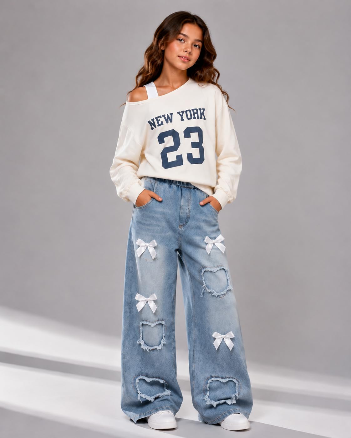 Afsmlys Girls Top Jeans Set