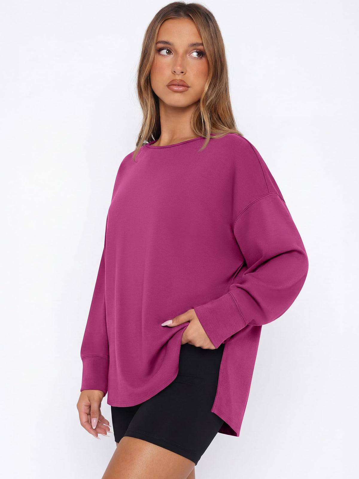 ANRABESS Oversized Sweatshirt for Women Fall lightweight Air Layer Tops