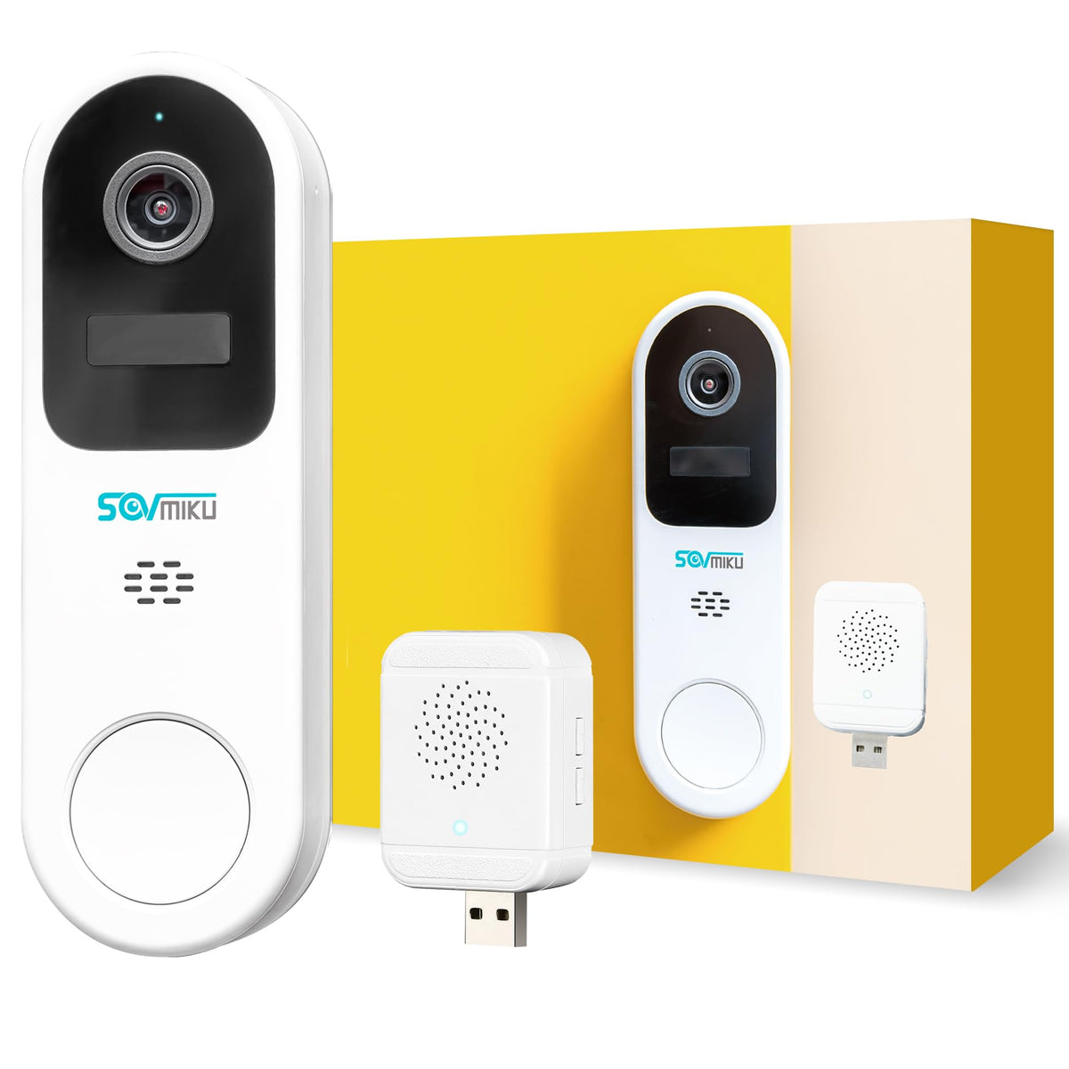 SOVMIKU Vicohome DB3 2K AI Video Doorbell with Chime, Home Security Battery Camera Wireless, Audible Alarm, Easy to Setup, Human Detection,Two Way Audio, 2.4GHz Wi-Fi, 180 Days Care Plan, No SD Slot