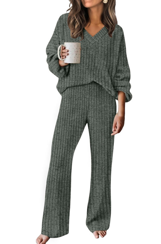 RUMIA 2 Piece Lounge Sets for Women Comfy Loungewear Green S